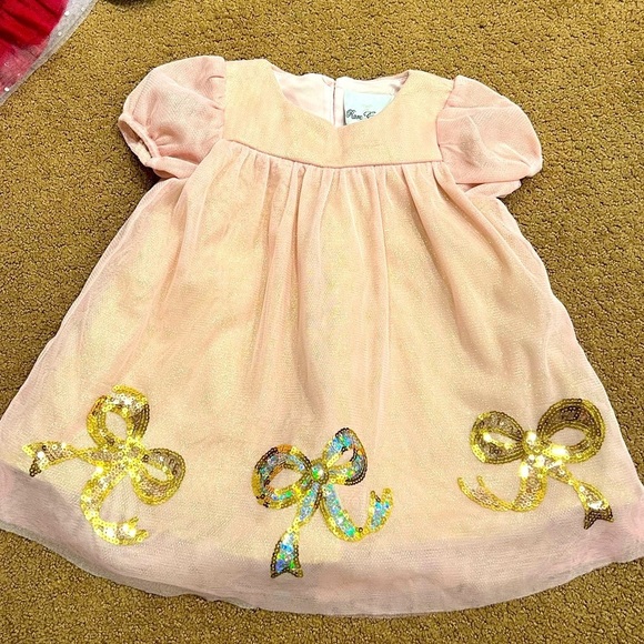 Bundle of 2 Rare Editions Girls Babydoll Sparkle Dresses Unicorns Size 12M - Picture 5 of 6